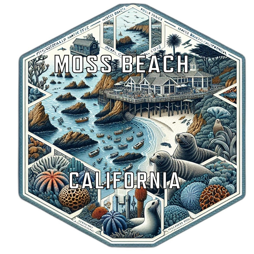 Moss Beach California Souvenir Travel Destination Die Cut Hexagon Fridge Magnet Image 1