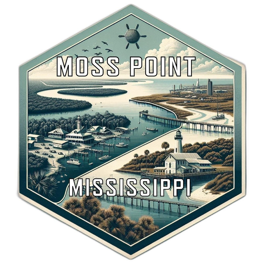 Moss Point Mississippi Souvenir Travel Destination Die Cut Hexagon Fridge Magnet Image 1