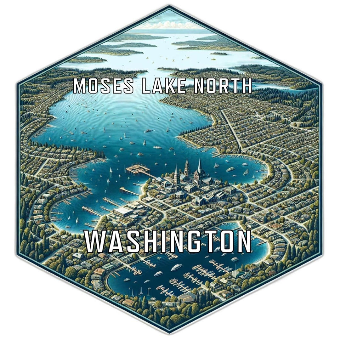 Moses Lake North Washington Souvenir Travel Destination Die Cut Hexagon Fridge Magnet Image 1