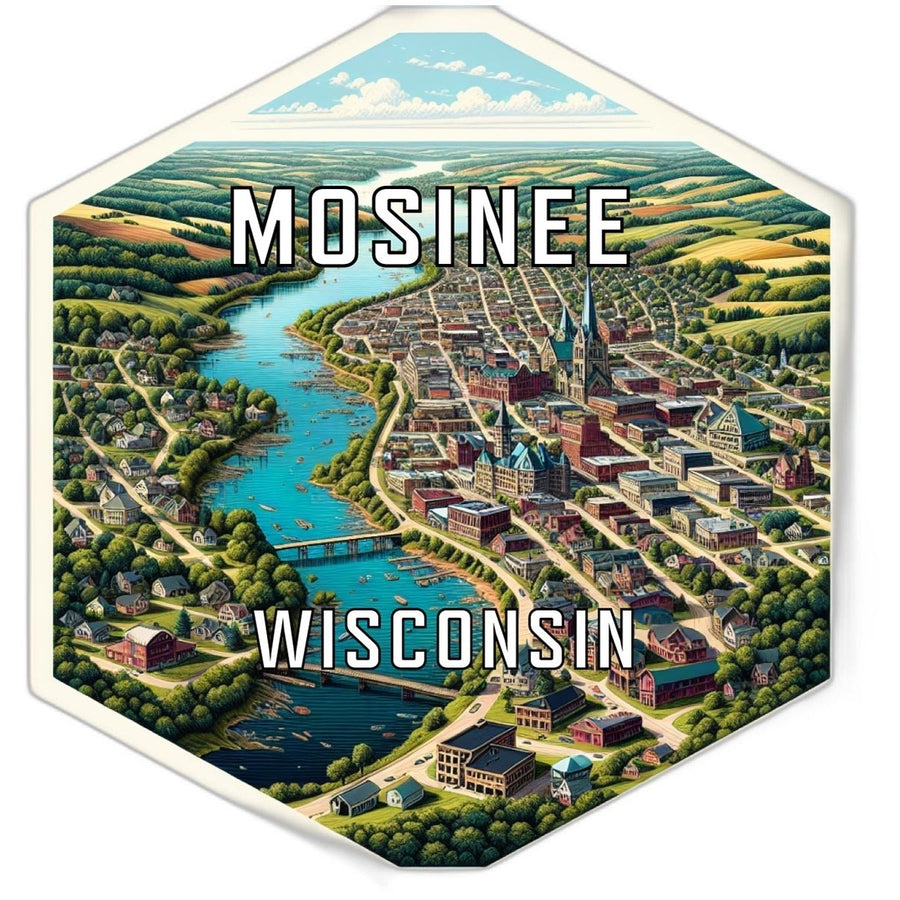 Mosinee Wisconsin Souvenir Travel Destination Die Cut Hexagon Fridge Magnet Image 1