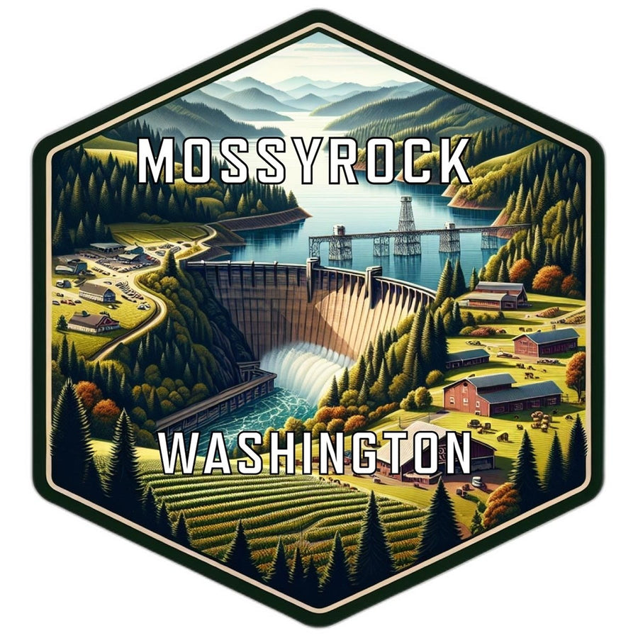 Mossyrock Washington Souvenir Travel Destination Die Cut Hexagon Fridge Magnet Image 1