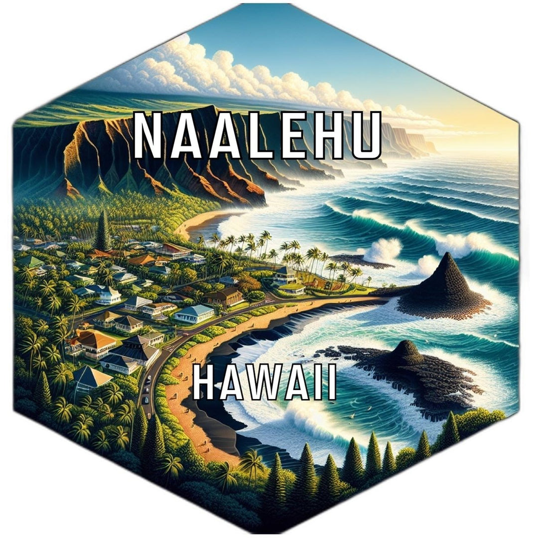 Naalehu Hawaii Souvenir Travel Destination Die Cut Hexagon Fridge Magnet Image 1