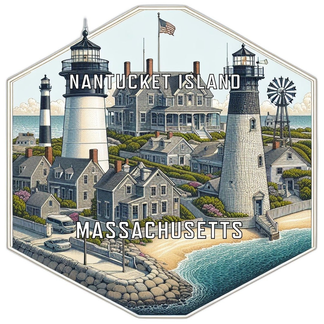 Nantucket Island Massachusetts Souvenir Travel Destination Die Cut Hexagon Fridge Magnet Image 1