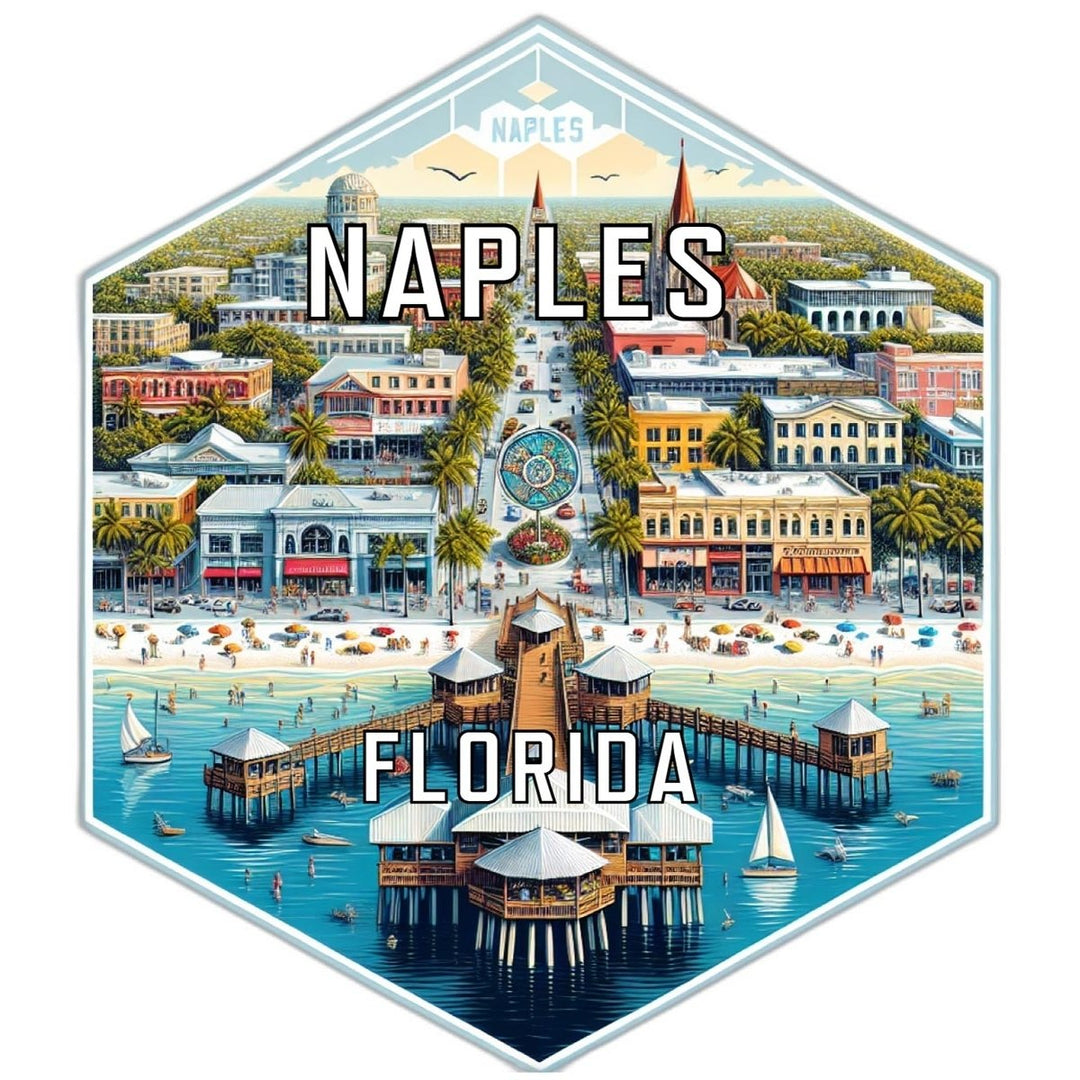 Naples Florida Souvenir Travel Destination Die Cut Hexagon Fridge Magnet Image 1