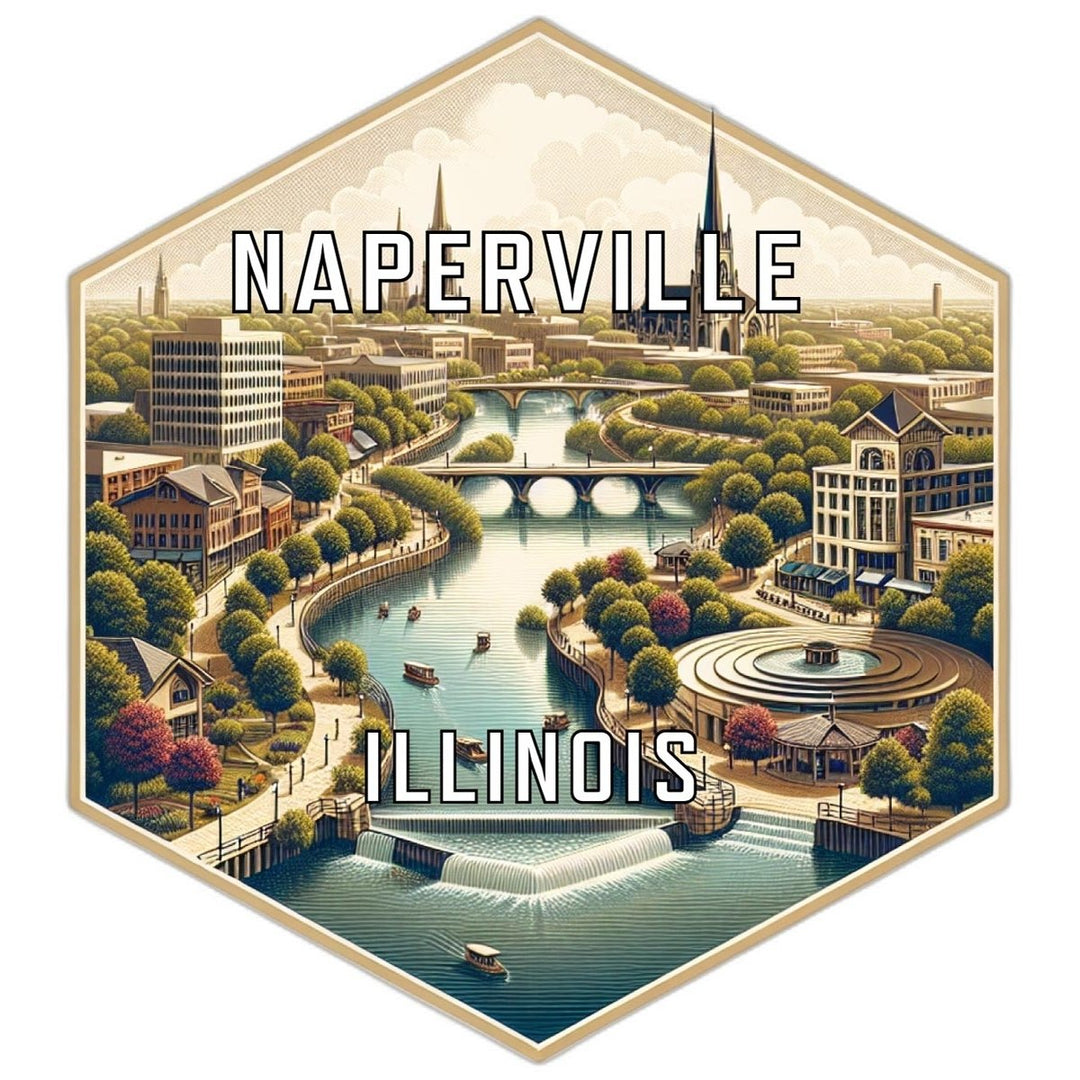 Naperville Illinois Souvenir Travel Destination Die Cut Hexagon Fridge Magnet Image 1