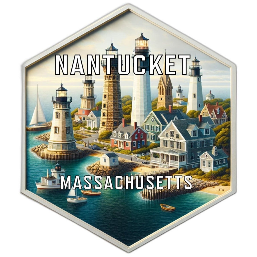 Nantucket Massachusetts Souvenir Travel Destination Die Cut Hexagon Fridge Magnet Image 1