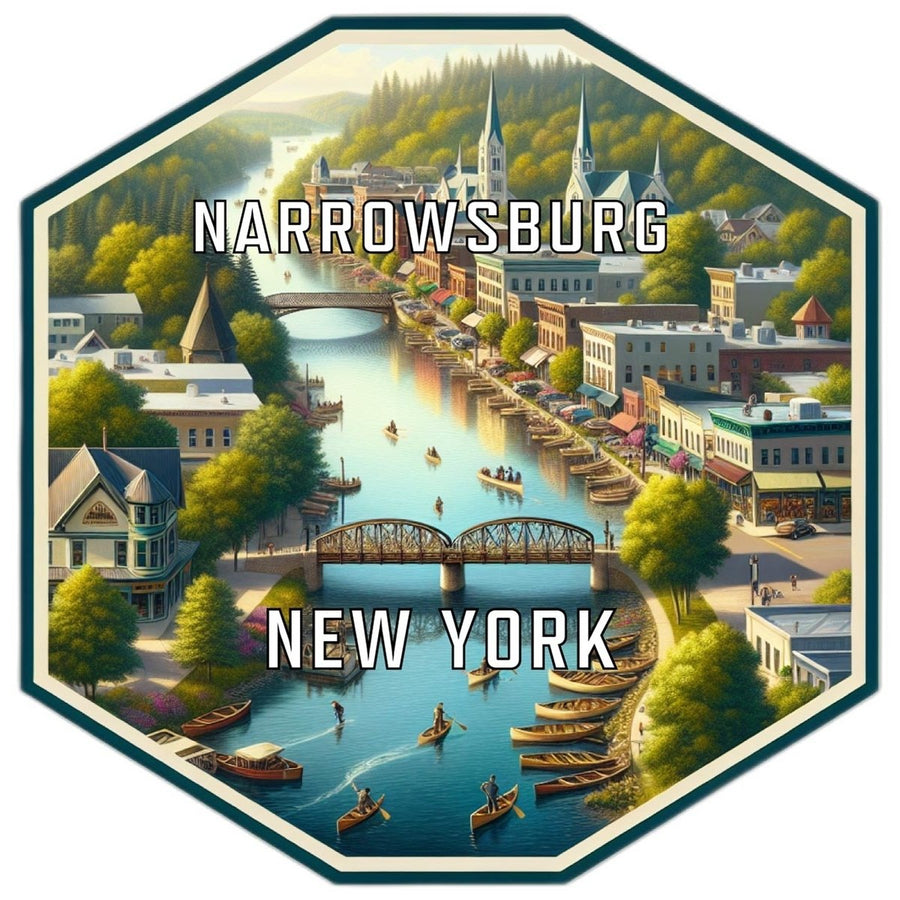 Narrowsburg York Souvenir Travel Destination Die Cut Hexagon Fridge Magnet Image 1