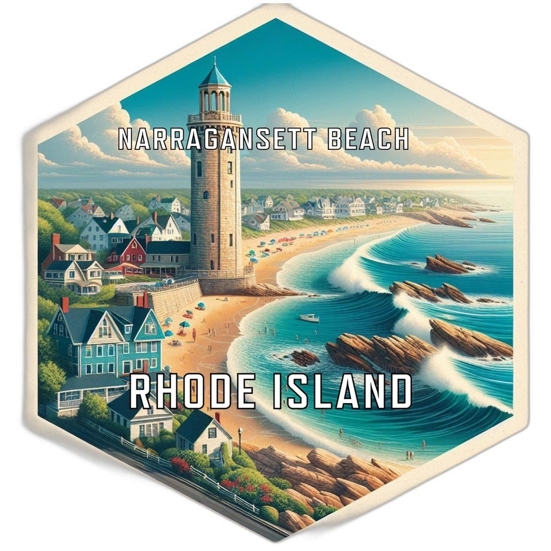 Narragansett Beach Rhode Island Souvenir Travel Destination Die Cut Hexagon Fridge Magnet Image 1