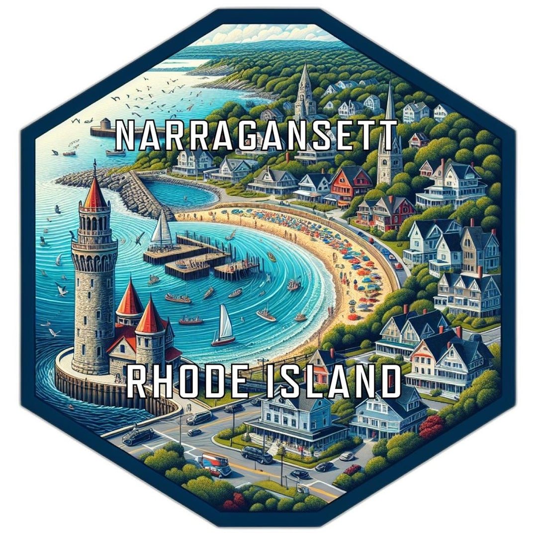 Narragansett Rhode Island Souvenir Travel Destination Die Cut Hexagon Fridge Magnet Image 1