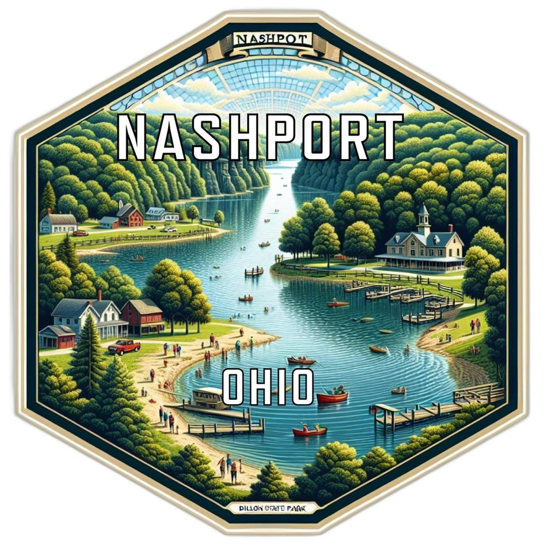 Nashport Ohio Souvenir Travel Destination Die Cut Hexagon Fridge Magnet Image 1