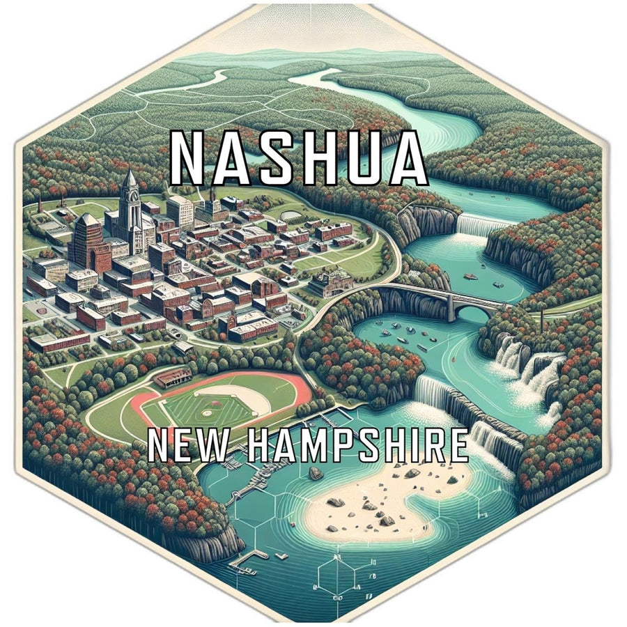 Nashua Hampshire Souvenir Travel Destination Die Cut Hexagon Fridge Magnet Image 1