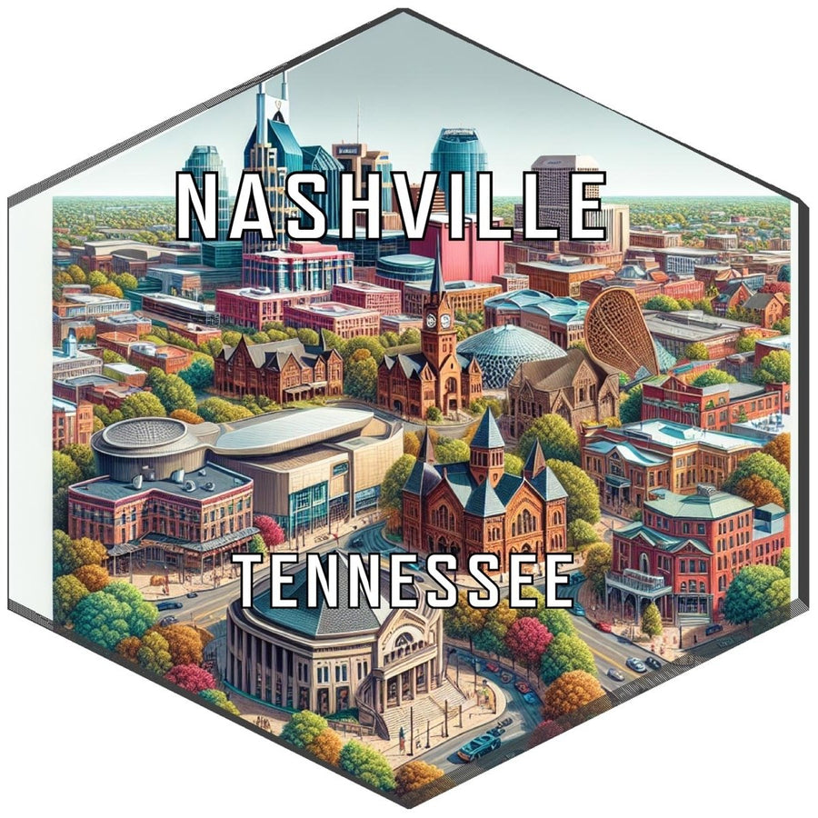 Nashville Tennessee Souvenir Travel Destination Die Cut Hexagon Fridge Magnet Image 1