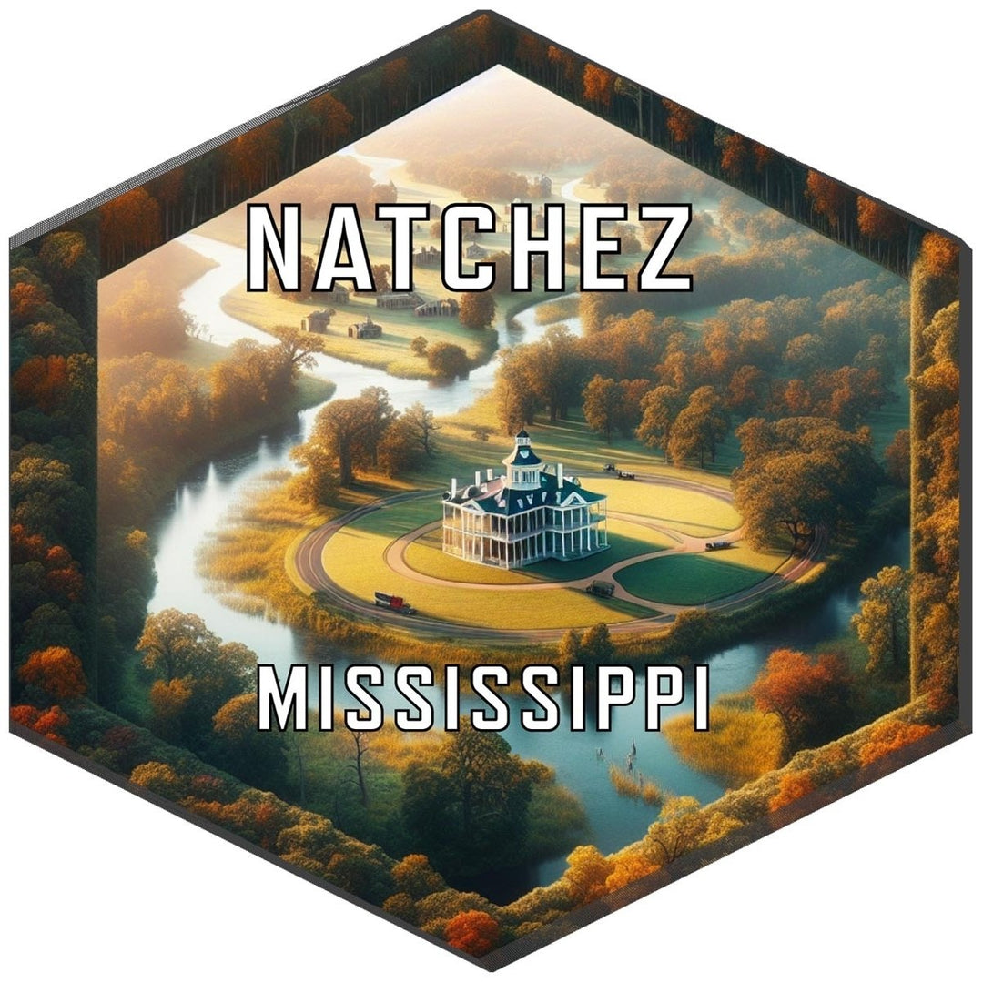 Natchez Mississippi Souvenir Travel Destination Die Cut Hexagon Fridge Magnet Image 1