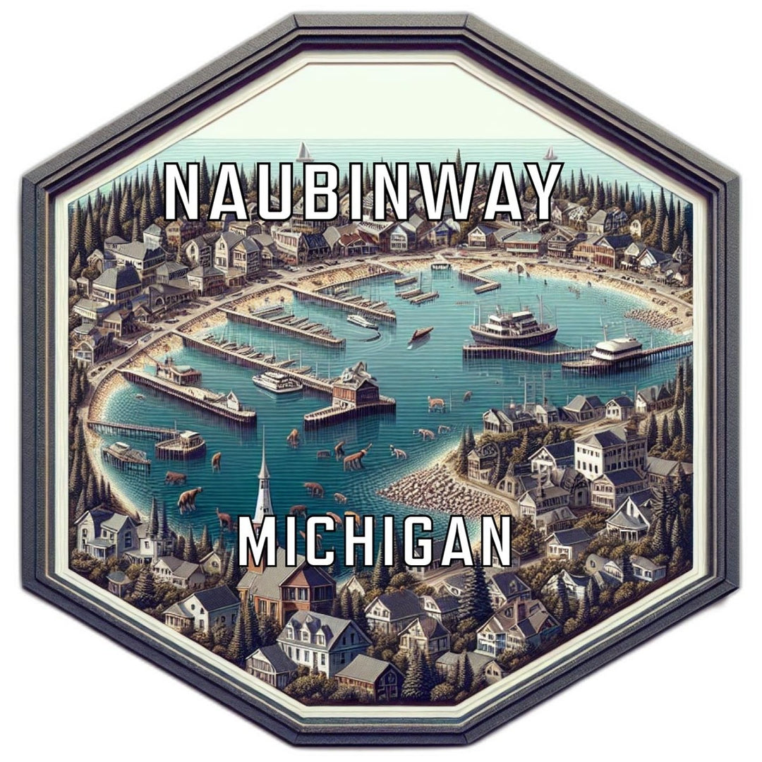 Naubinway Michigan Souvenir Travel Destination Die Cut Hexagon Fridge Magnet Image 1