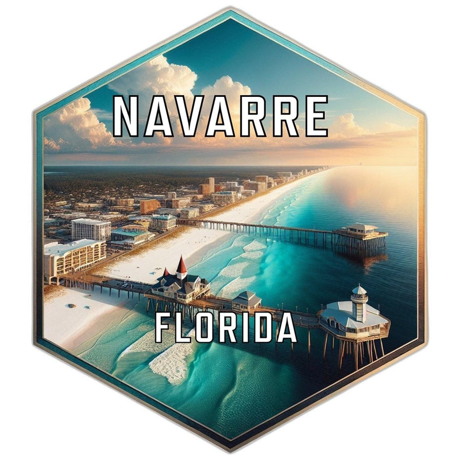 Navarre Florida Souvenir Travel Destination Die Cut Hexagon Fridge Magnet Image 1