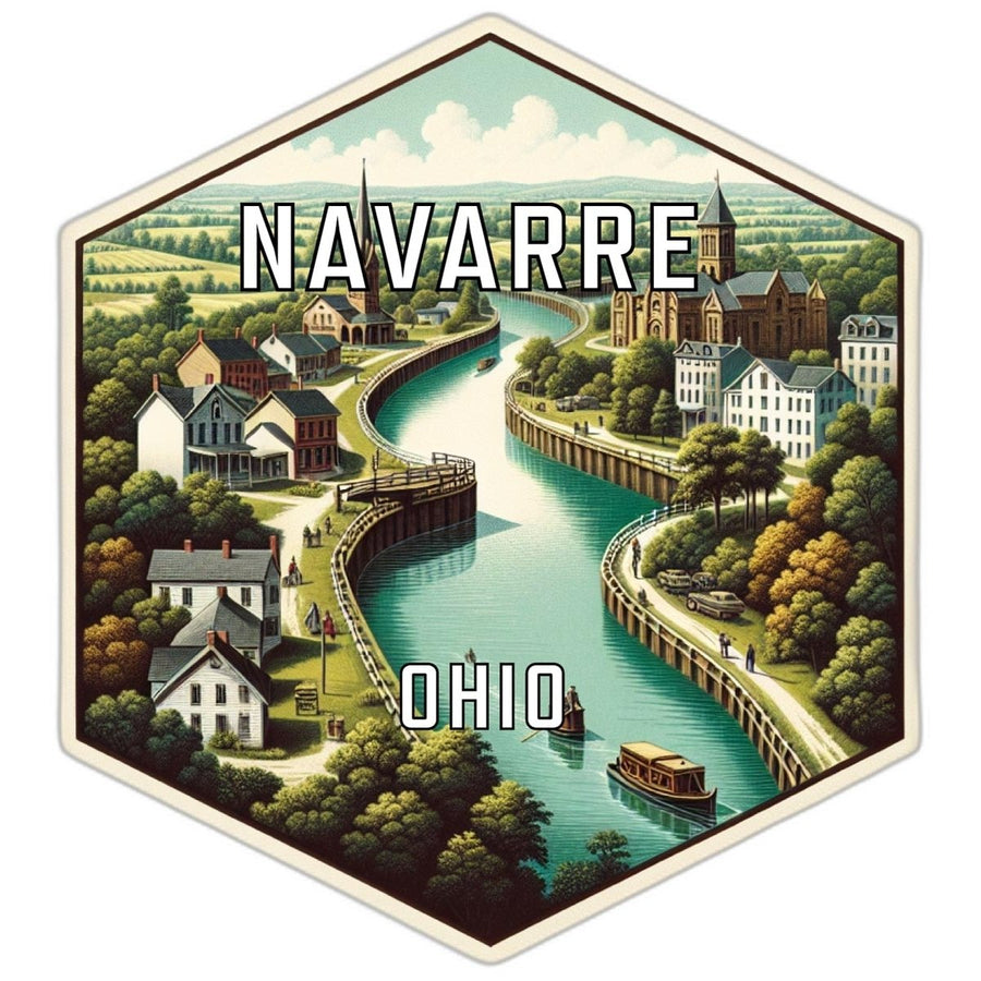 Navarre Ohio Souvenir Travel Destination Die Cut Hexagon Fridge Magnet Image 1