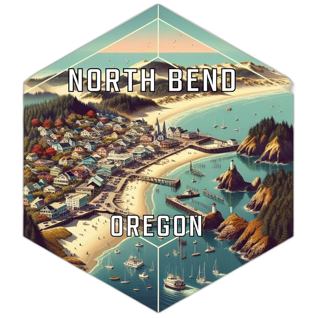 North Bend Oregon Souvenir Travel Destination Die Cut Hexagon Fridge Magnet Image 1