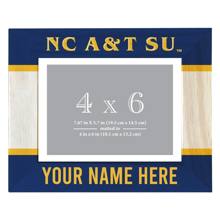 North Carolina AandT State Aggies Customizable Wooden Photo Frame Matted 4"x 6" Officially Licensed Collegiate Product Image 1