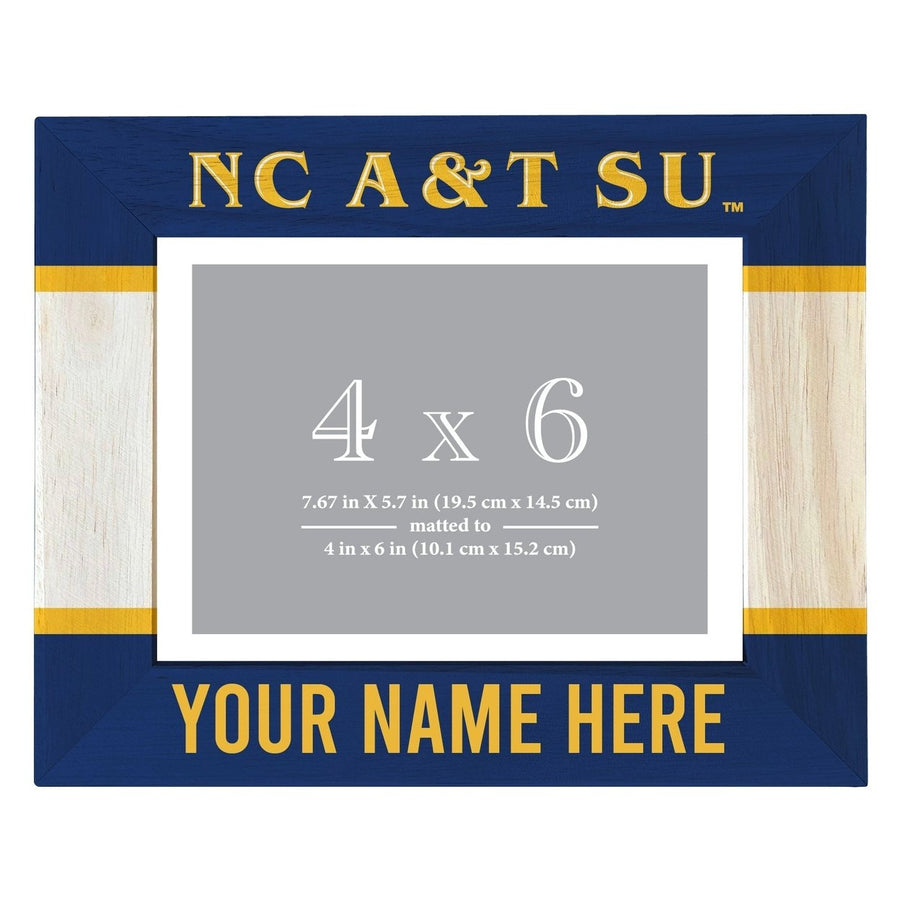 North Carolina AandT State Aggies Customizable Wooden Photo Frame Matted 4"x 6" Officially Licensed Collegiate Product Image 1