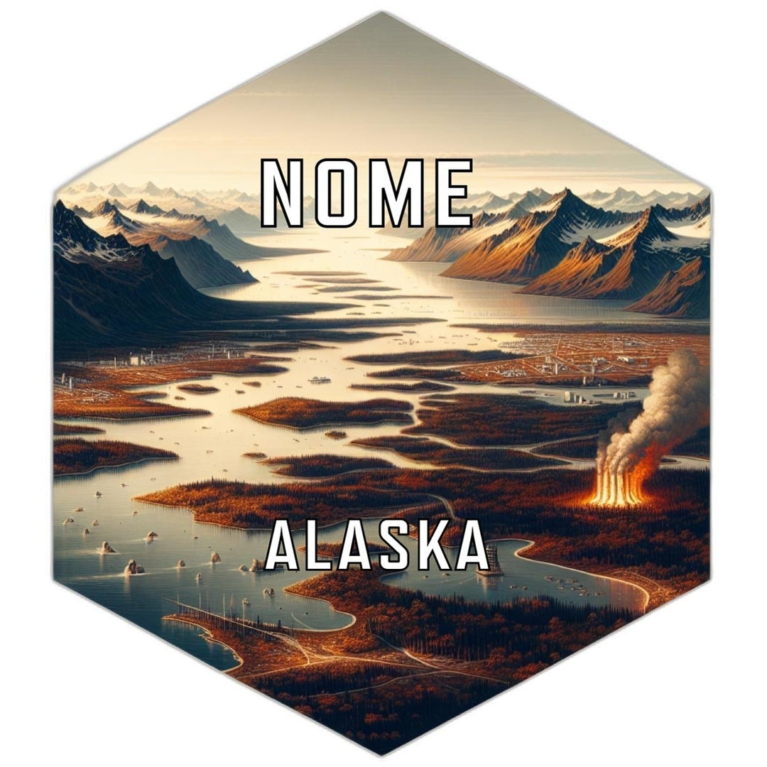 Nome Alaska Souvenir Travel Destination Die Cut Hexagon Fridge Magnet Image 1