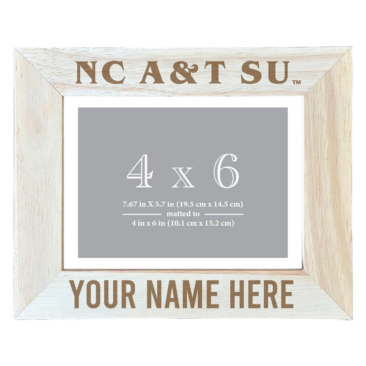 North Carolina AandT State Aggies Customizable Wooden Photo Frame Matted 4"x 6" Officially Licensed Collegiate Product Image 1