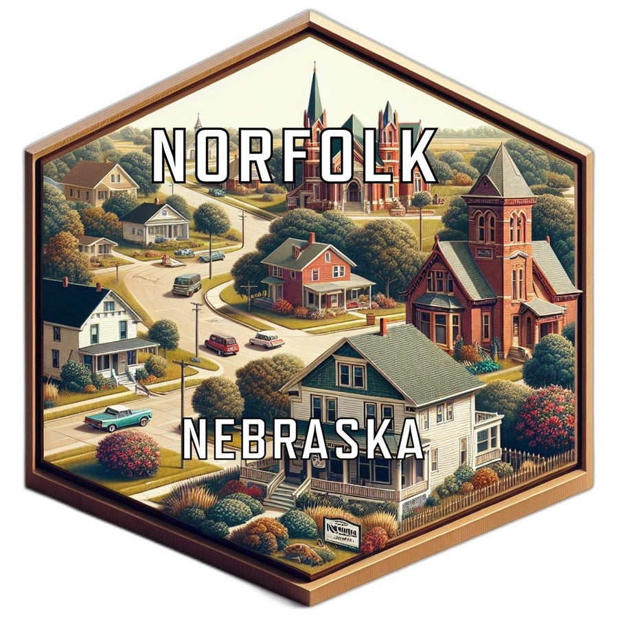 Norfolk Nebraska Souvenir Travel Destination Die Cut Hexagon Fridge Magnet Image 1