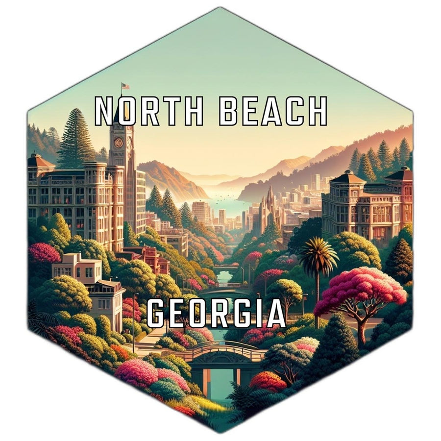 North Beach Georgia Souvenir Travel Destination Die Cut Hexagon Fridge Magnet Image 1