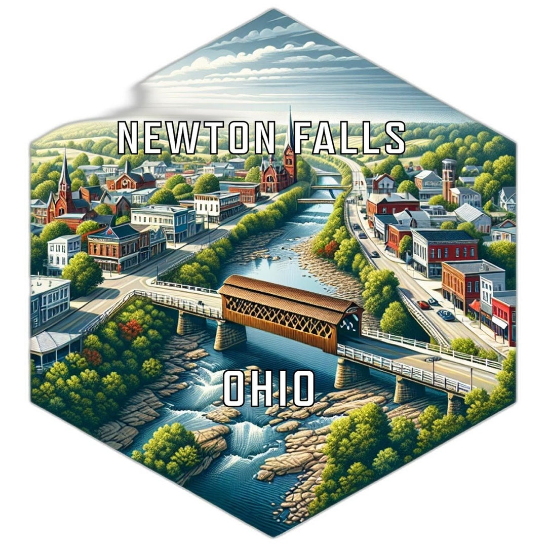 Newton Falls Ohio Souvenir Travel Destination Die Cut Hexagon Fridge Magnet Image 1