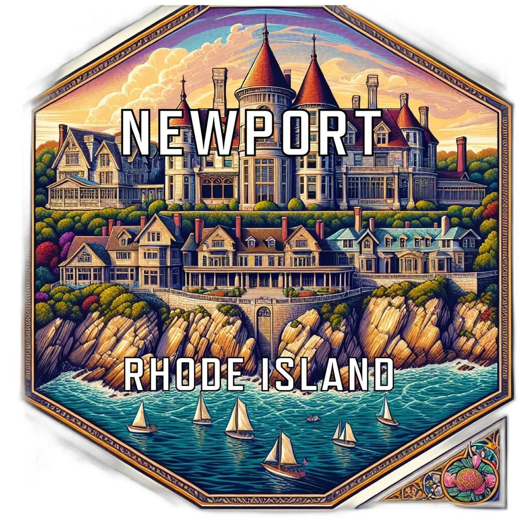 Newport Rhode Island Souvenir Travel Destination Die Cut Hexagon Fridge Magnet Image 1