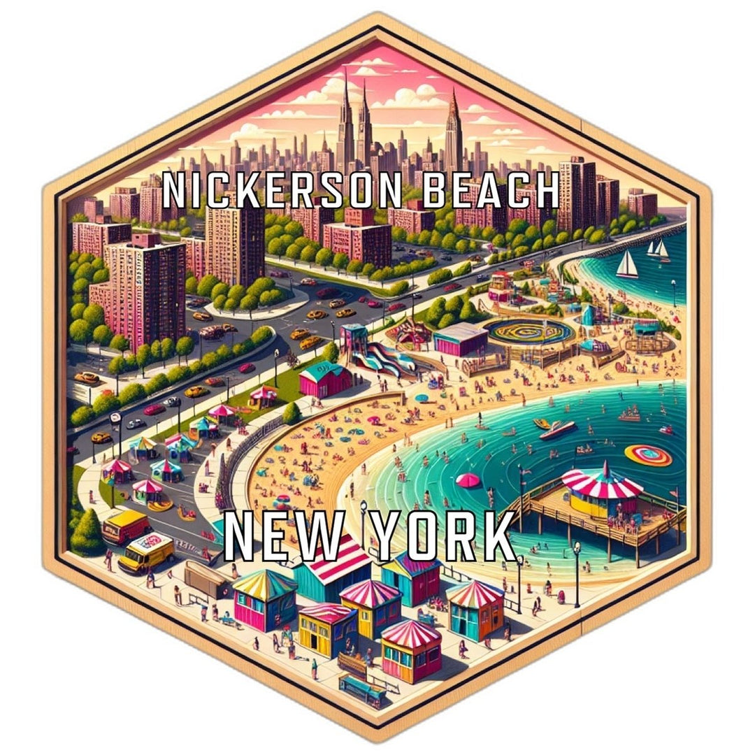 Nickerson Beach York Souvenir Travel Destination Die Cut Hexagon Fridge Magnet Image 1