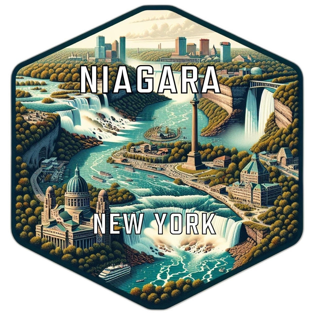 Niagara York Souvenir Travel Destination Die Cut Hexagon Fridge Magnet Image 1