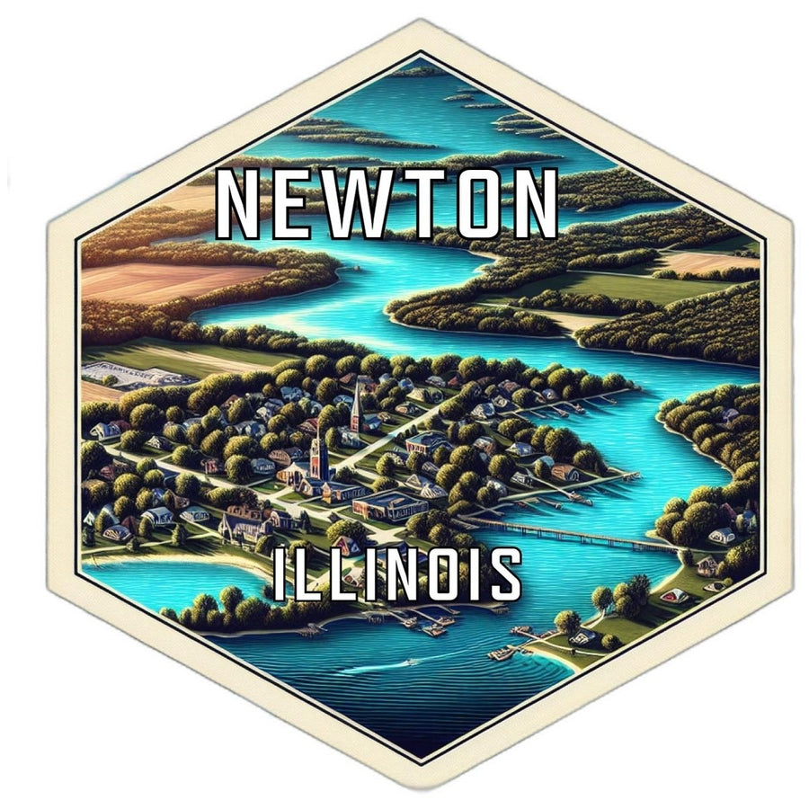 Newton Illinois Souvenir Travel Destination Die Cut Hexagon Fridge Magnet Image 1