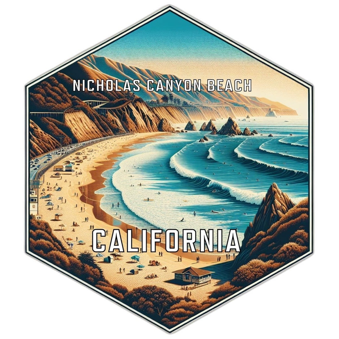 Nicholas Canyon Beach California Souvenir Travel Destination Die Cut Hexagon Fridge Magnet Image 1