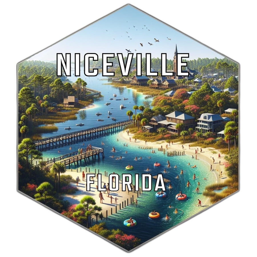 Niceville Florida Souvenir Travel Destination Die Cut Hexagon Fridge Magnet Image 1