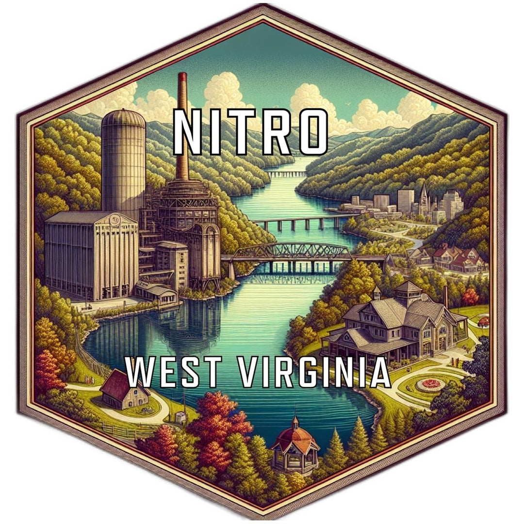 Nitro West Virginia Souvenir Travel Destination Die Cut Hexagon Fridge Magnet Image 1