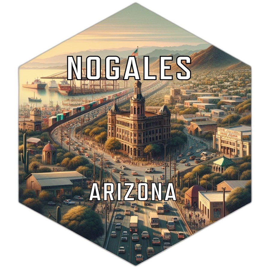 Nogales Arizona Souvenir Travel Destination Die Cut Hexagon Fridge Magnet Image 1