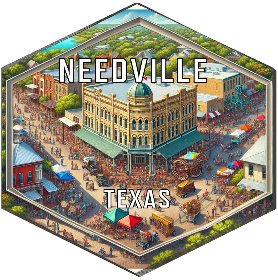 Needville Texas Souvenir Travel Destination Die Cut Hexagon Fridge Magnet Image 1