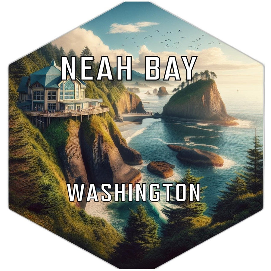 Neah Bay Washington Souvenir Travel Destination Die Cut Hexagon Fridge Magnet Image 1