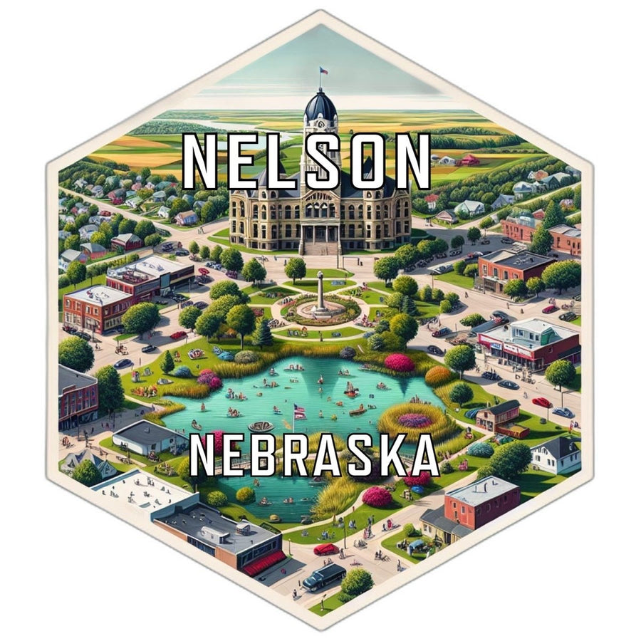 Nelson Nebraska Souvenir Travel Destination Die Cut Hexagon Fridge Magnet Image 1