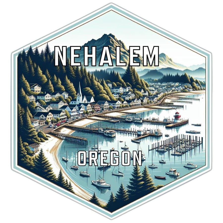 Nehalem Oregon Souvenir Travel Destination Die Cut Hexagon Fridge Magnet Image 1