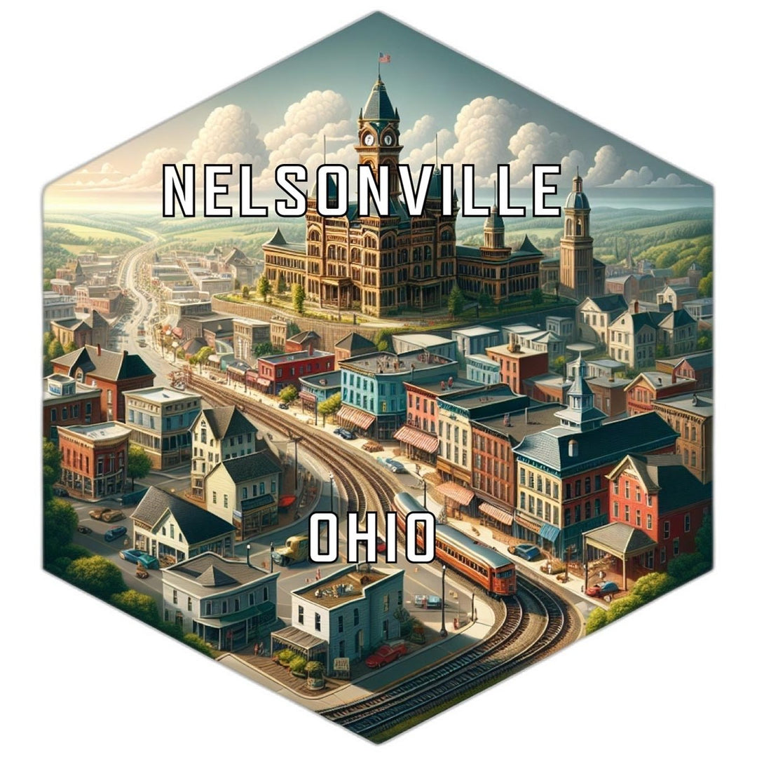 Nelsonville Ohio Souvenir Travel Destination Die Cut Hexagon Fridge Magnet Image 1