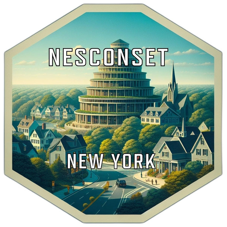 Nesconset York Souvenir Travel Destination Die Cut Hexagon Fridge Magnet Image 1