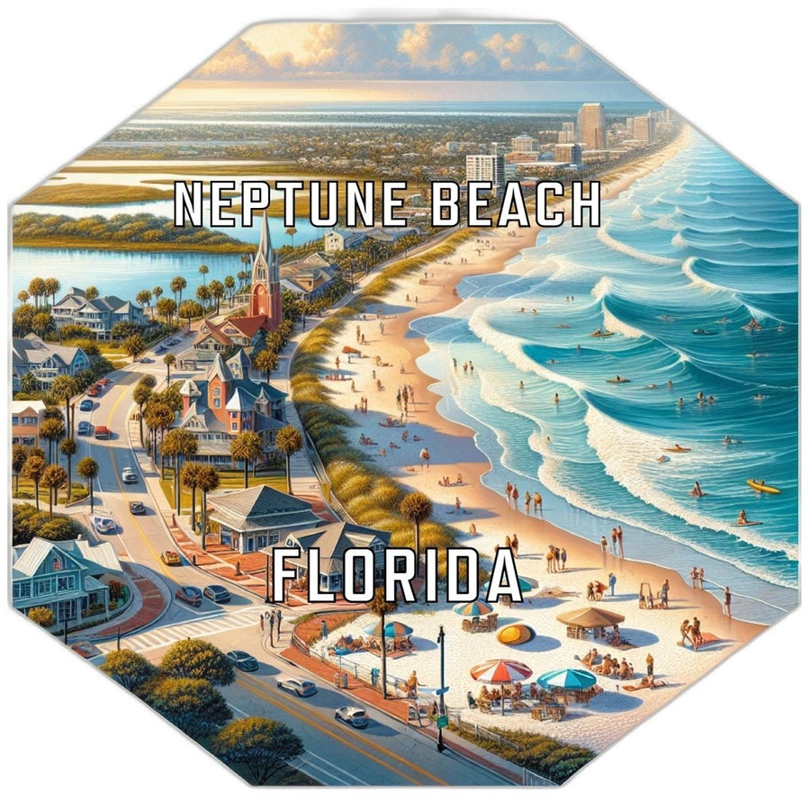 Neptune Beach Florida Souvenir Travel Destination Die Cut Hexagon Fridge Magnet Image 1