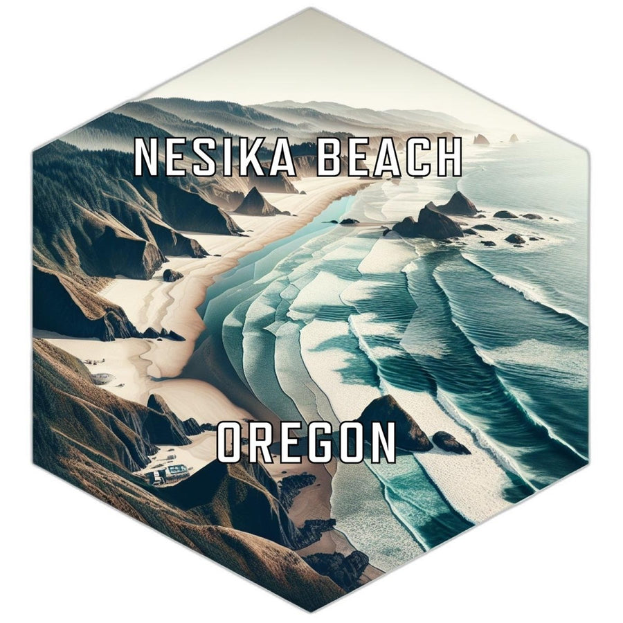 Nesika Beach Oregon Souvenir Travel Destination Die Cut Hexagon Fridge Magnet Image 1