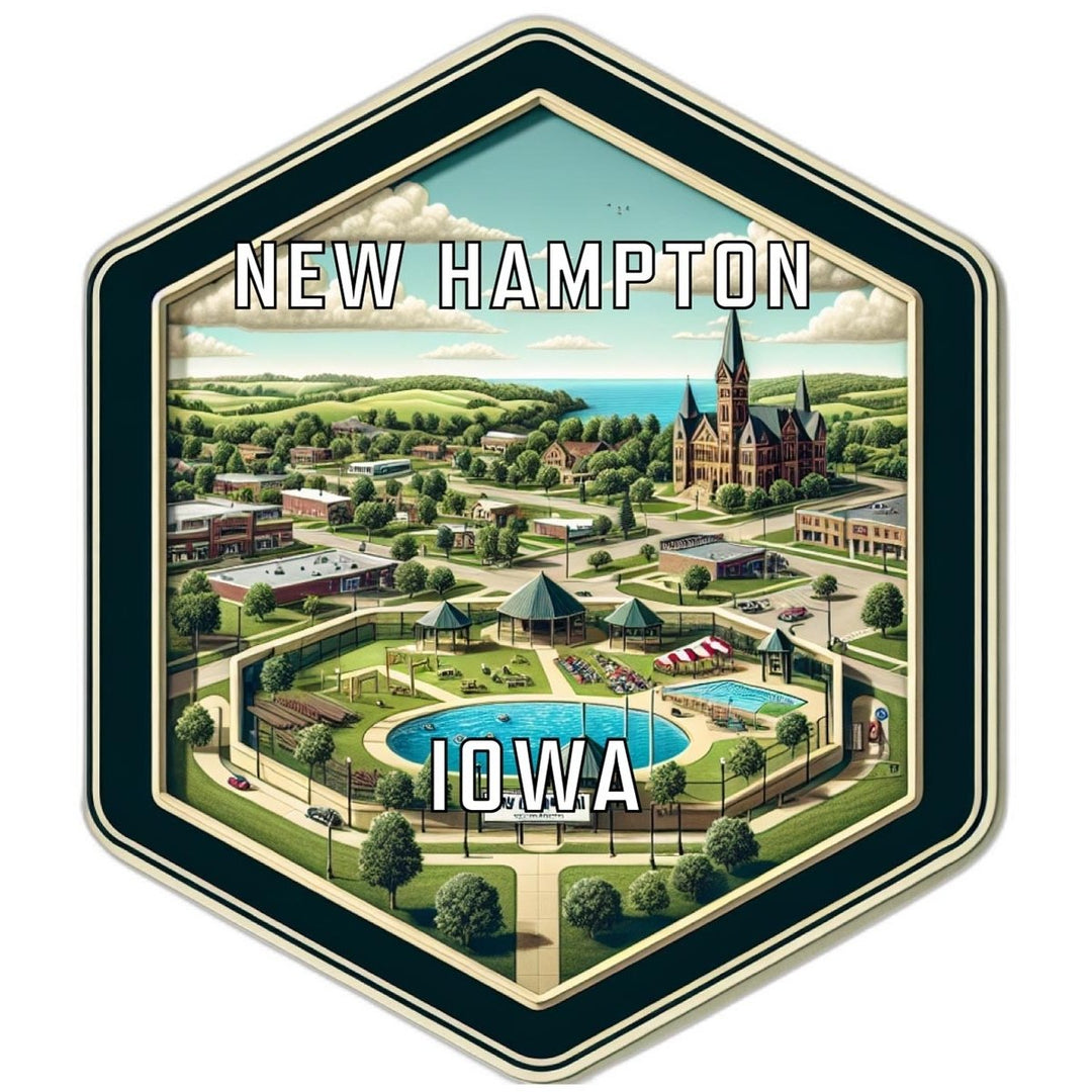 Hampton Iowa Souvenir Travel Destination Die Cut Hexagon Fridge Magnet Image 1