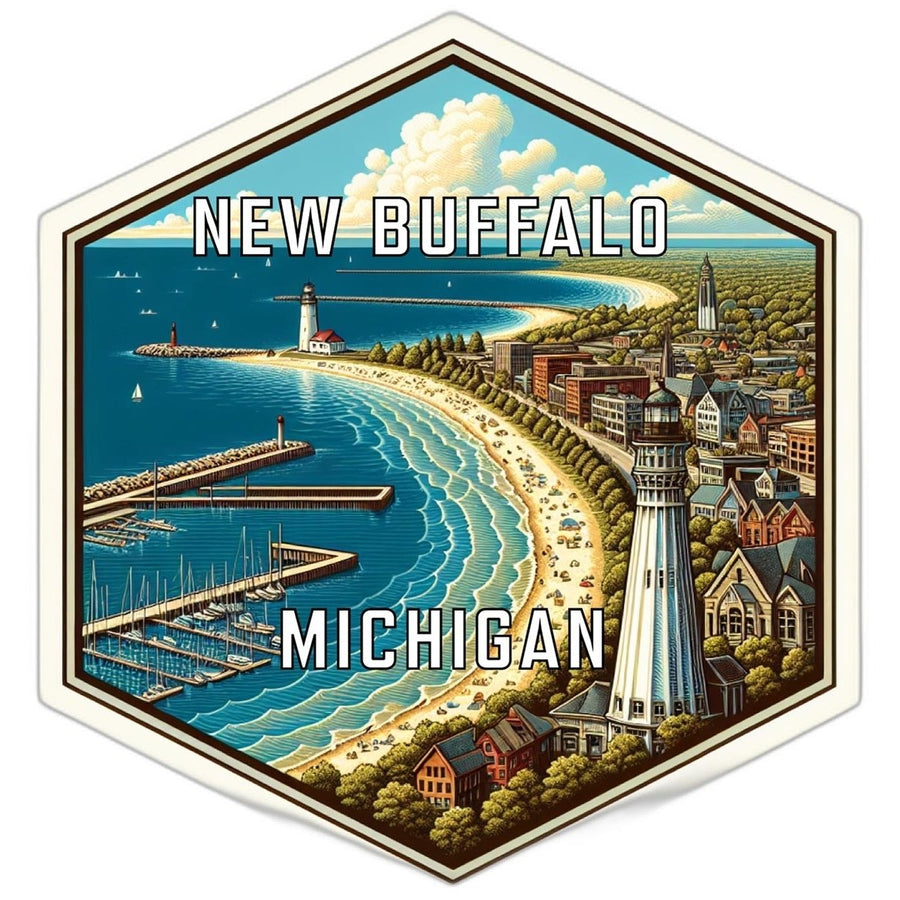 Buffalo Michigan Souvenir Travel Destination Die Cut Hexagon Fridge Magnet Image 1