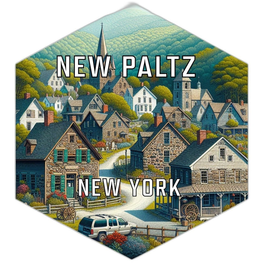 Paltz York Souvenir Travel Destination Die Cut Hexagon Fridge Magnet Image 1