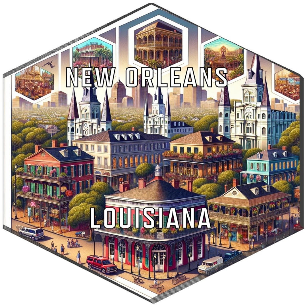 Orleans Louisiana Souvenir Travel Destination Die Cut Hexagon Fridge Magnet Image 1