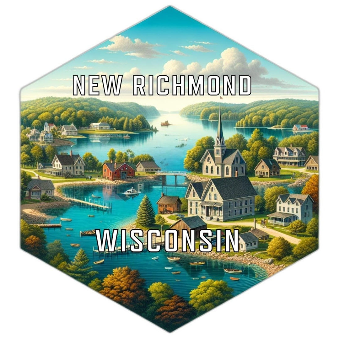 Richmond Wisconsin Souvenir Travel Destination Die Cut Hexagon Fridge Magnet Image 1