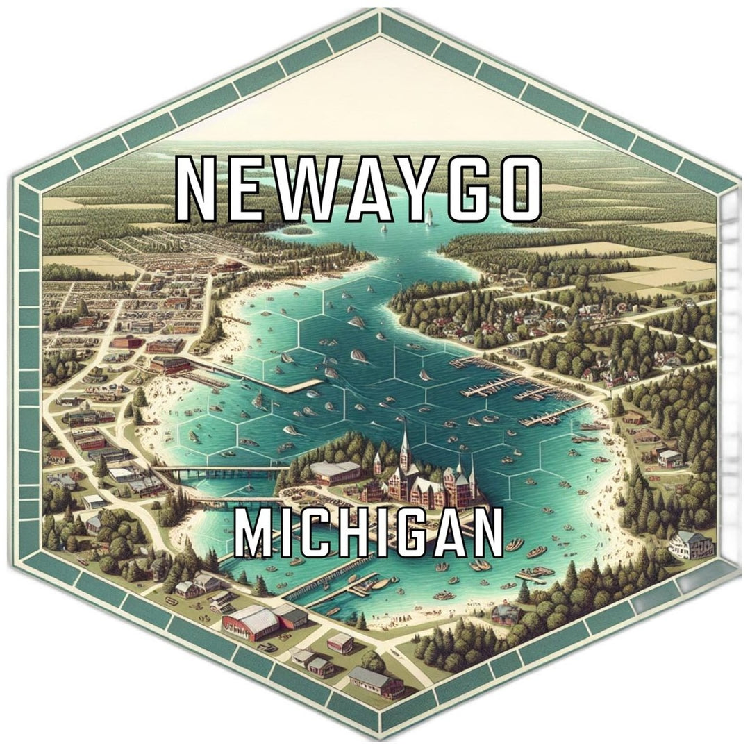 Newaygo Michigan Souvenir Travel Destination Die Cut Hexagon Fridge Magnet Image 1